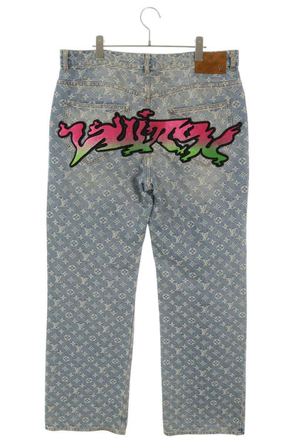LOUISVUITTON 22SS Graffiti Monogram Baggy Denim Size 34