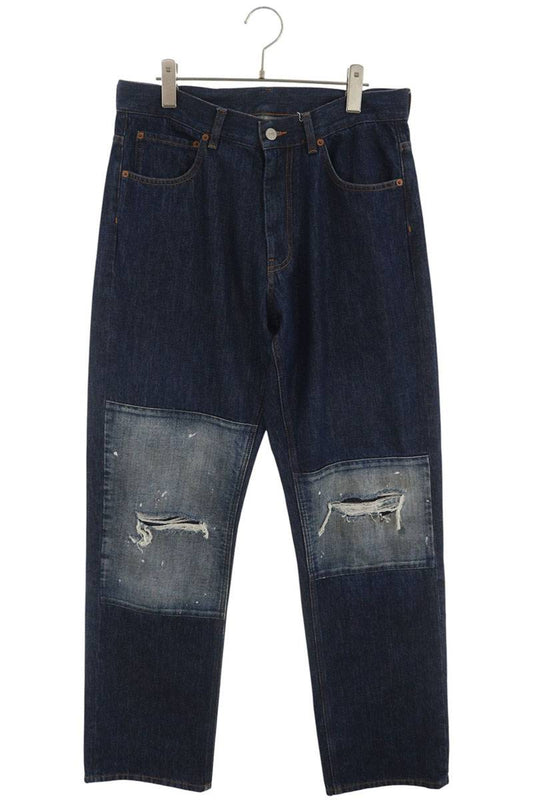 MM6 26AW Distressed Double Knee Jeans Indigo Blue Size 30