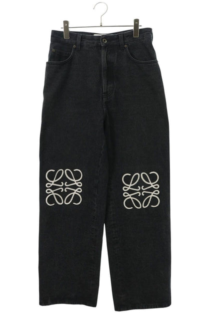 LOEWE Anagram Embroidered Baggy Denim Jeans Black Size 44