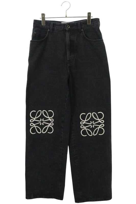 LOEWE Anagram Embroidered Baggy Denim Jeans Black Size 44