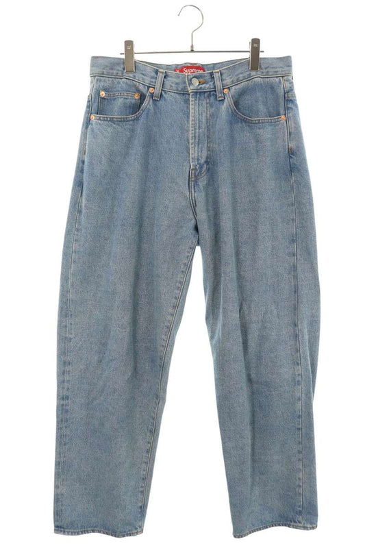 SUPREME Baggy Jean Back Logo Embroidered Light Blue Size 30