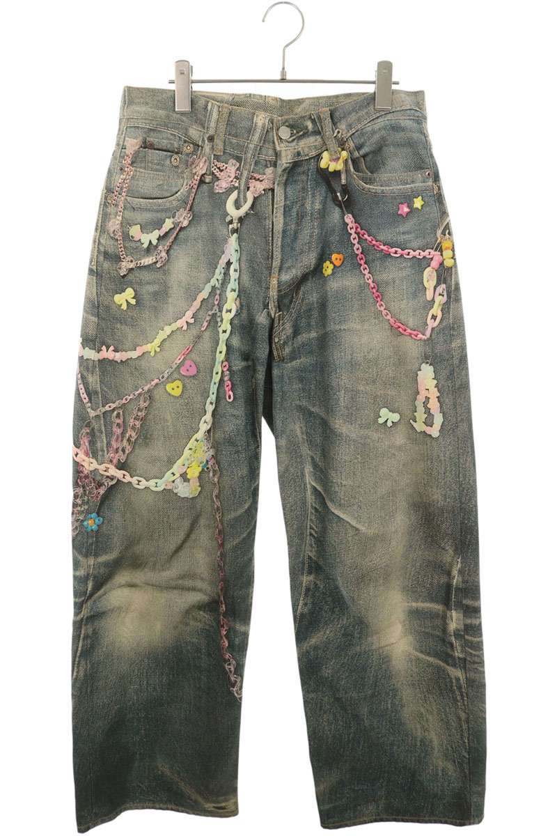 ACNE STUDIOS Keychain Print Baggy Denim Jeans Size 46