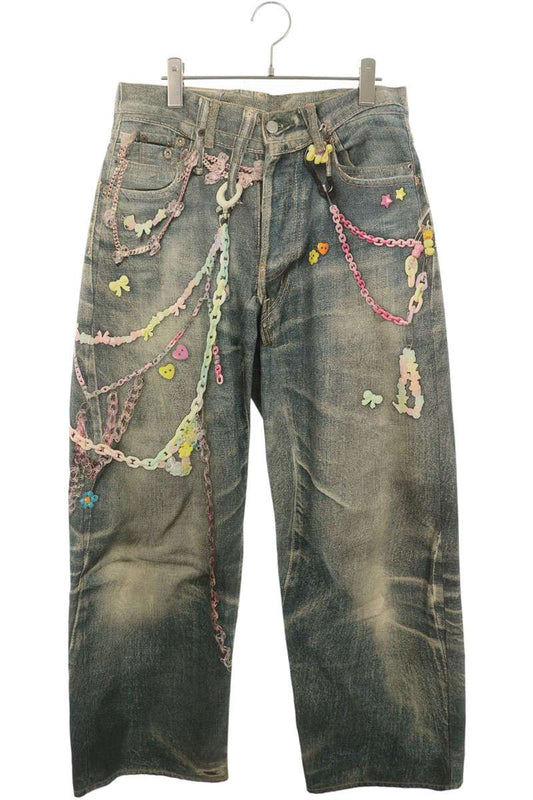 ACNE STUDIOS Keychain Print Baggy Denim Jeans Size 46