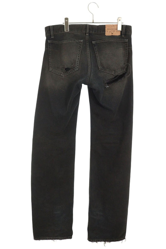 BALENCIAGA Distressed Low-Rise Denim Jeans Black Size S