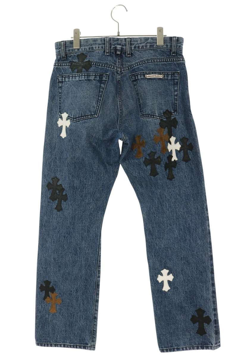 Chrome Hearts Washed Cross Patch Denim Jeans Blue Size 32