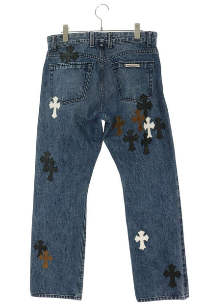 Chrome Hearts Washed Cross Patch Denim Jeans Blue Size 32