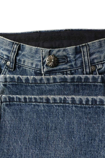 Chrome Hearts Washed Cross Patch Denim Jeans Blue Size 32