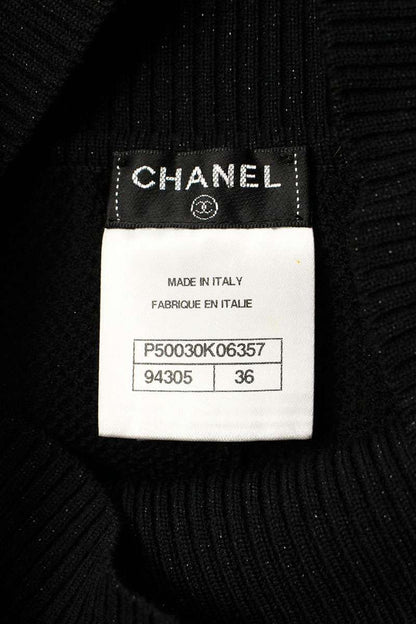CHANEL Wool Knit Skirt Black Size 36