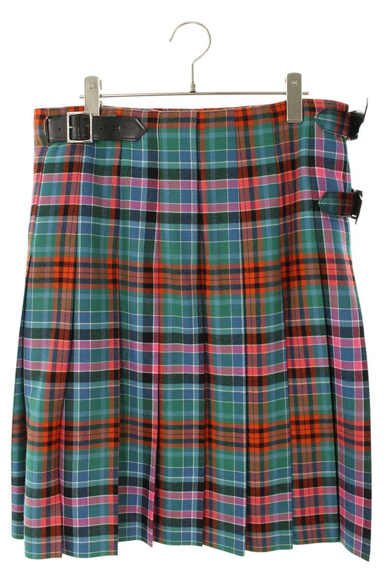 Comme des Garcons Plaid pleated wrap skirt Green Size S