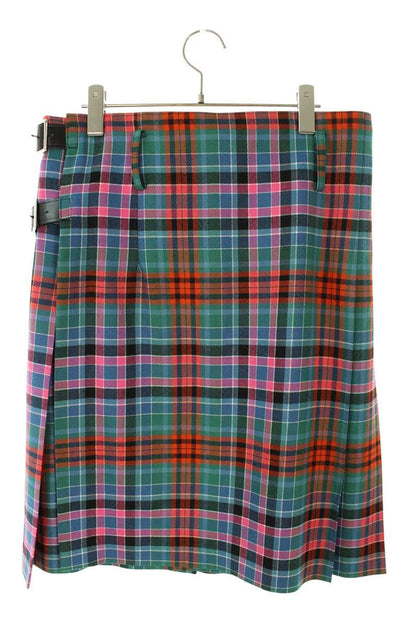 Comme des Garcons Plaid pleated wrap skirt Green Size S