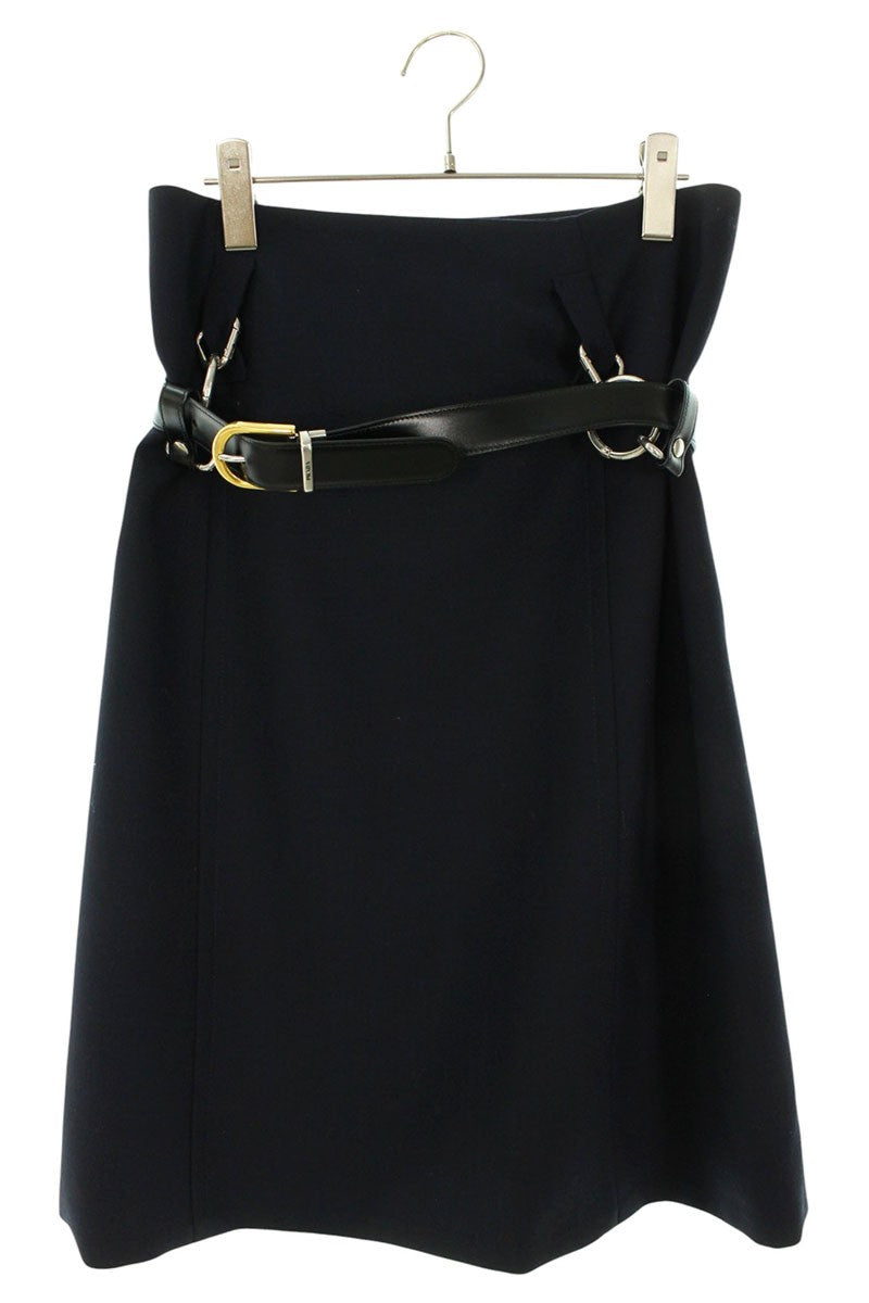 PRADA FROM THE RUNWAY Belted Skirt Navy Size 38S