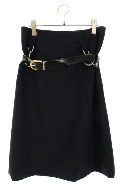 PRADA FROM THE RUNWAY Belted Skirt Navy Size 38S