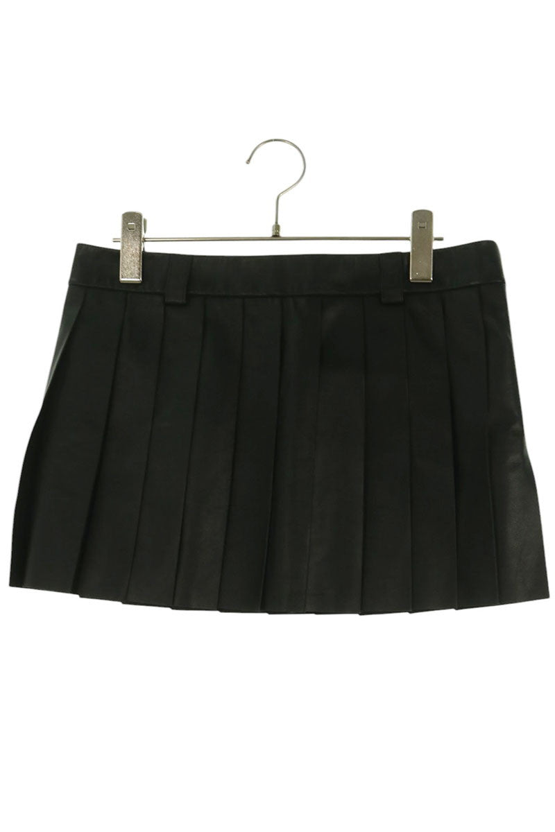 miumiu Nappa Leather Skirt Black Size 38