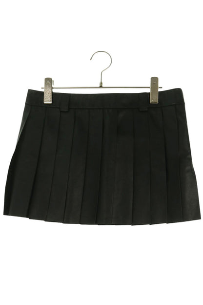 miumiu Nappa Leather Skirt Black Size 38