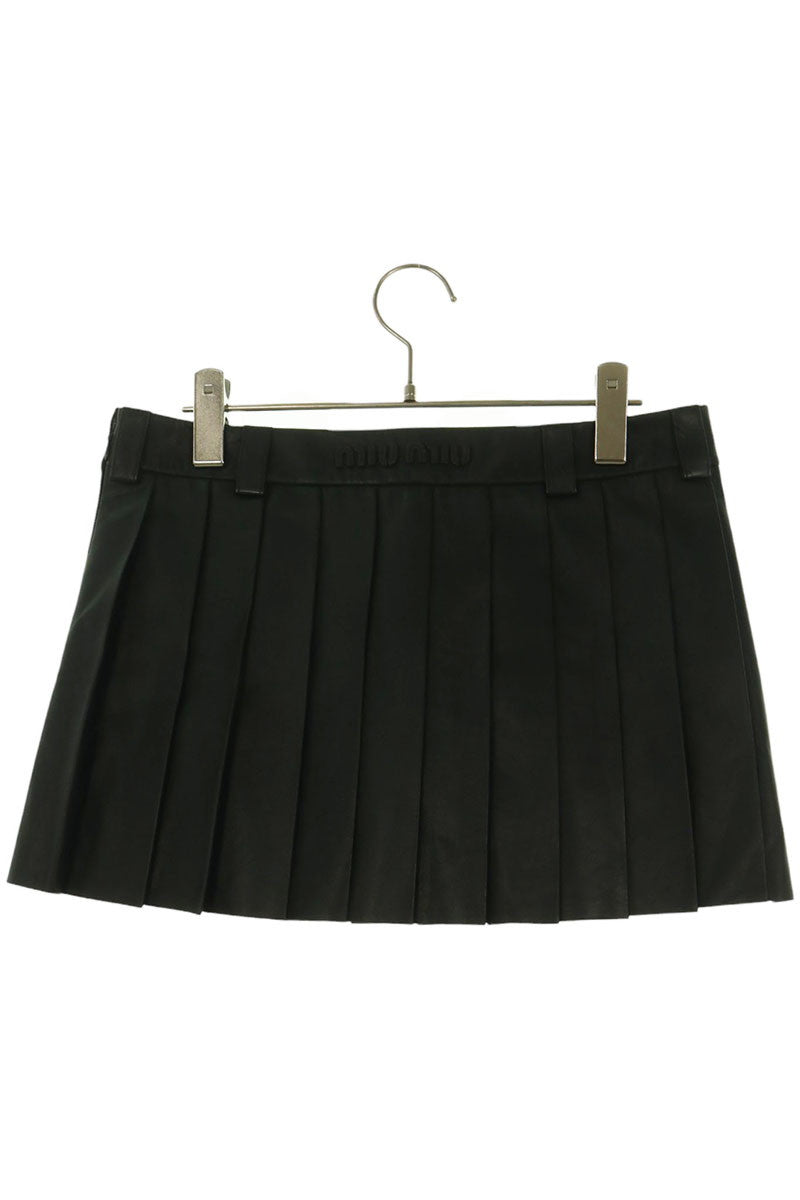 miumiu Nappa Leather Skirt Black Size 38