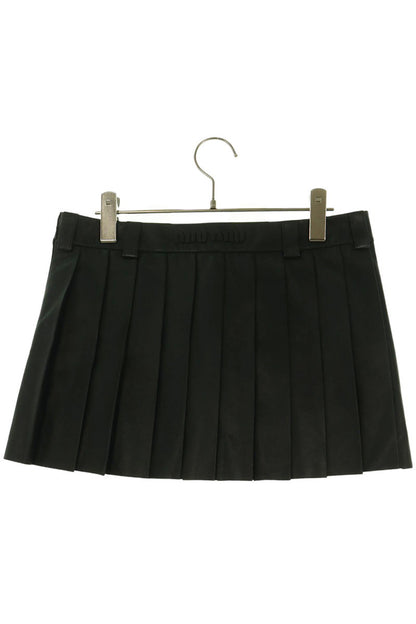 miumiu Nappa Leather Skirt Black Size 38