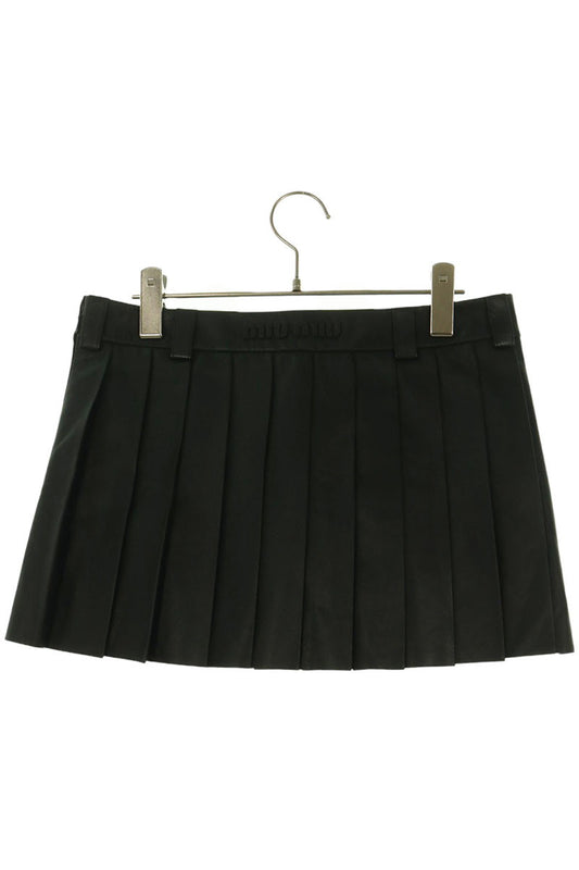 miumiu Nappa Leather Skirt Black Size 38