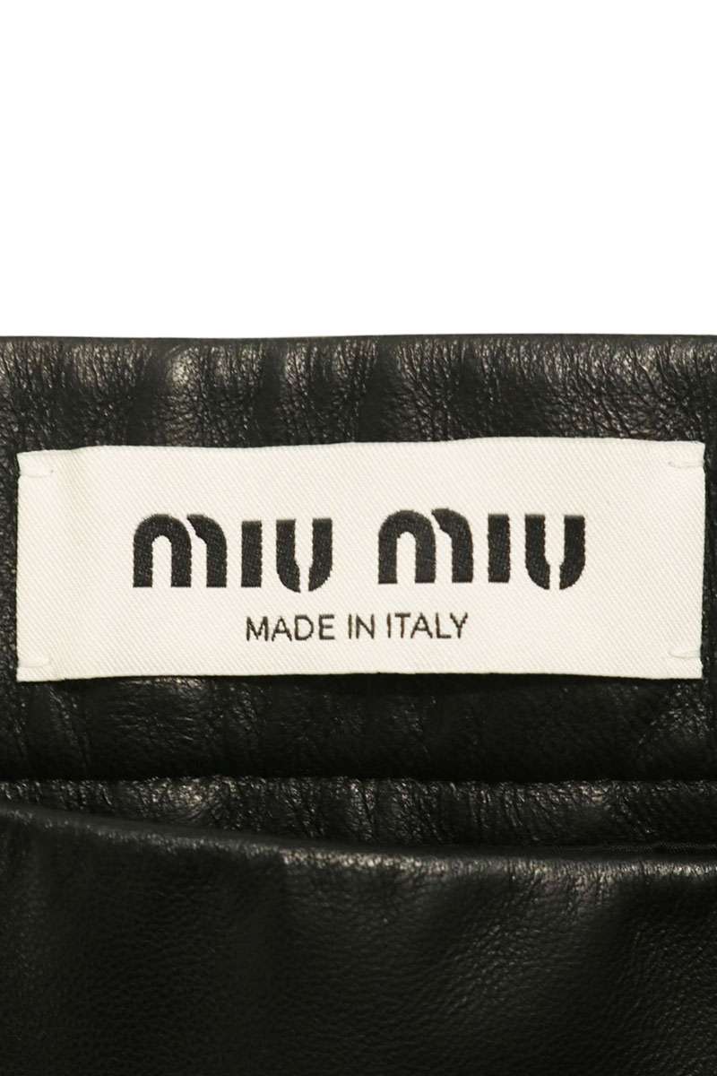 miumiu Nappa Leather Skirt Black Size 38