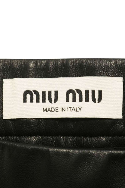 miumiu Nappa Leather Skirt Black Size 38
