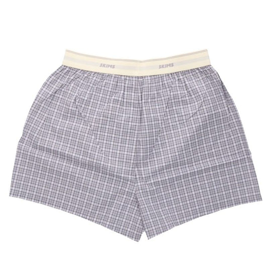 SKIMS Blue & White Check Pattern Trunks Size M