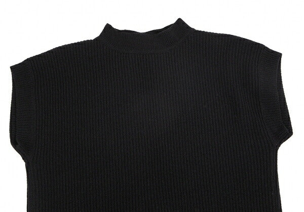 Y's Wool Back Slit Sleeveless Rib Knit Sweater Black Size F