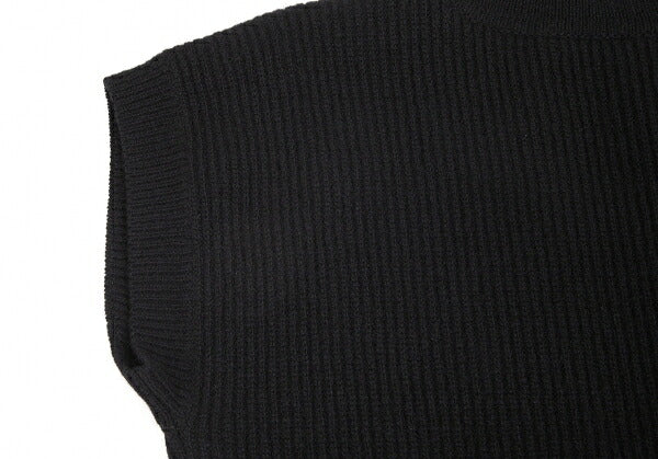 Y's Wool Back Slit Sleeveless Rib Knit Sweater Black Size F