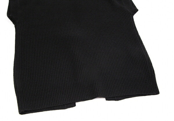 Y's Wool Back Slit Sleeveless Rib Knit Sweater Black Size F