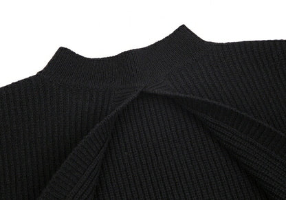 Y's Wool Back Slit Sleeveless Rib Knit Sweater Black Size F