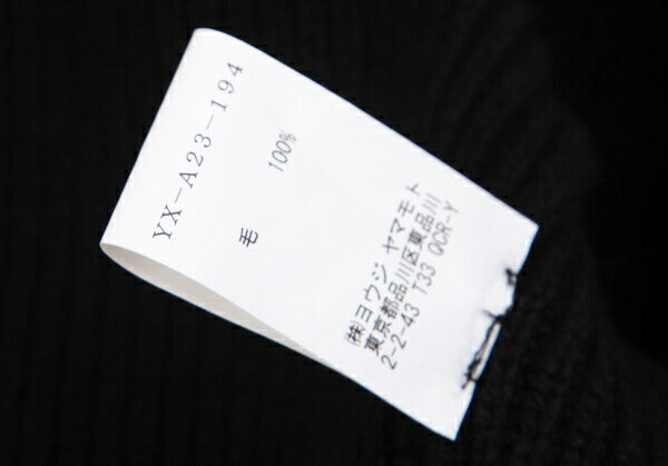 Y's Wool Back Slit Sleeveless Rib Knit Sweater Black Size F