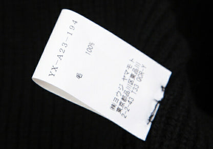 Y's Wool Back Slit Sleeveless Rib Knit Sweater Black Size F