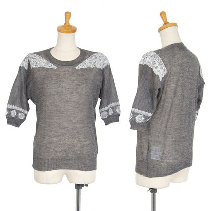COMME des GARCONS Lace Rubber Print Knit Sweater Gray Size M