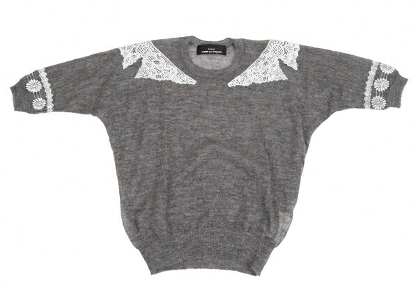 COMME des GARCONS Lace Rubber Print Knit Sweater Gray Size M