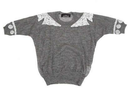 COMME des GARCONS Lace Rubber Print Knit Sweater Gray Size M