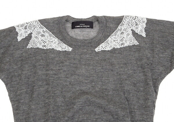 COMME des GARCONS Lace Rubber Print Knit Sweater Gray Size M