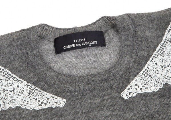COMME des GARCONS Lace Rubber Print Knit Sweater Gray Size M