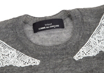 COMME des GARCONS Lace Rubber Print Knit Sweater Gray Size M