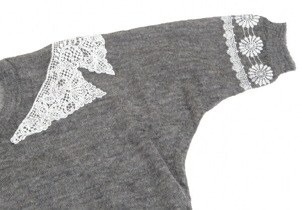 COMME des GARCONS Lace Rubber Print Knit Sweater Gray Size M