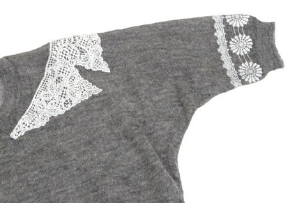 COMME des GARCONS Lace Rubber Print Knit Sweater Gray Size M