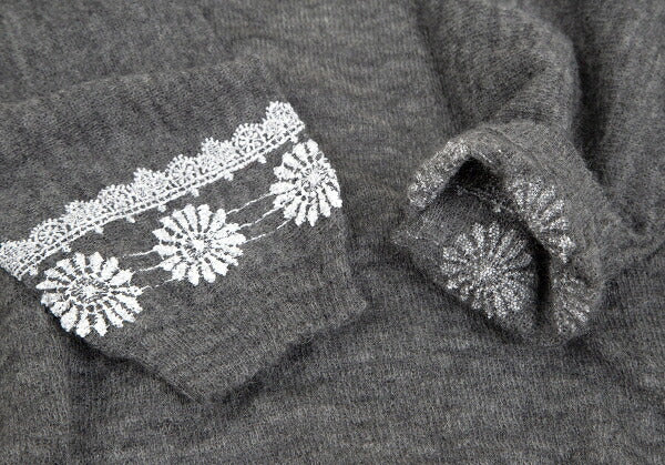 COMME des GARCONS Lace Rubber Print Knit Sweater Gray Size M