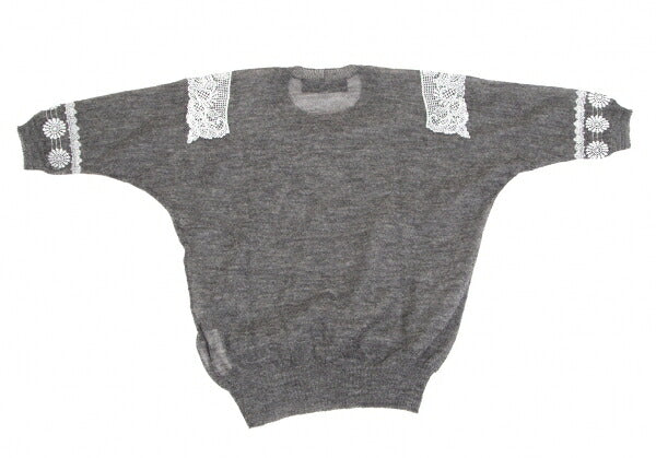 COMME des GARCONS Lace Rubber Print Knit Sweater Gray Size M