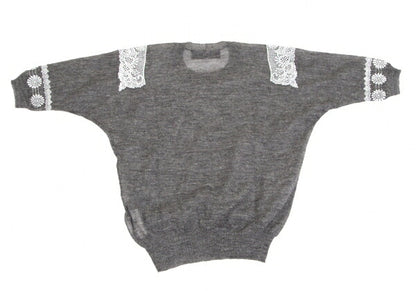 COMME des GARCONS Lace Rubber Print Knit Sweater Gray Size M