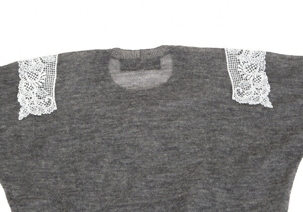 COMME des GARCONS Lace Rubber Print Knit Sweater Gray Size M