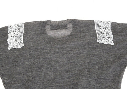 COMME des GARCONS Lace Rubber Print Knit Sweater Gray Size M