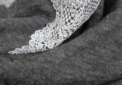 COMME des GARCONS Lace Rubber Print Knit Sweater Gray Size M