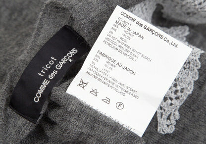 COMME des GARCONS Lace Rubber Print Knit Sweater Gray Size M