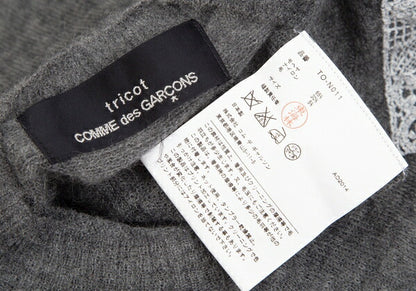 COMME des GARCONS Lace Rubber Print Knit Sweater Gray Size M