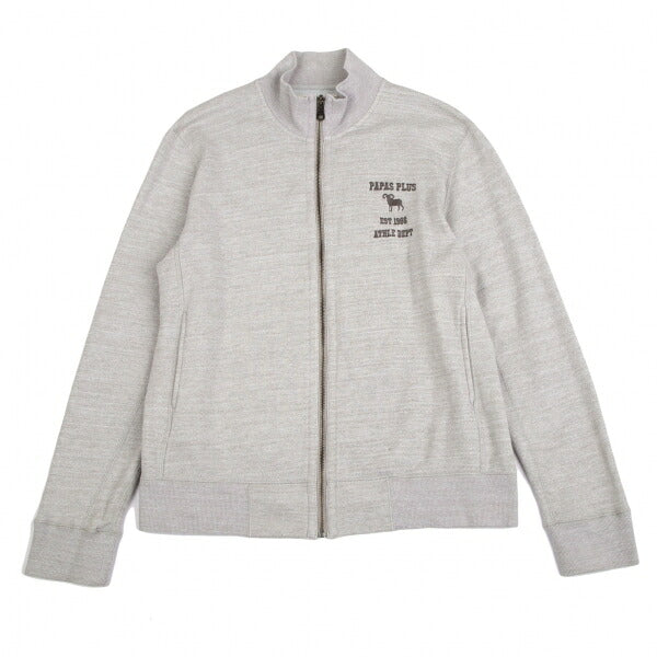 Papas Cotton Poly Logo Embroidered Zip Jacket Gray Size M