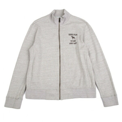 Papas Cotton Poly Logo Embroidered Zip Jacket Gray Size M
