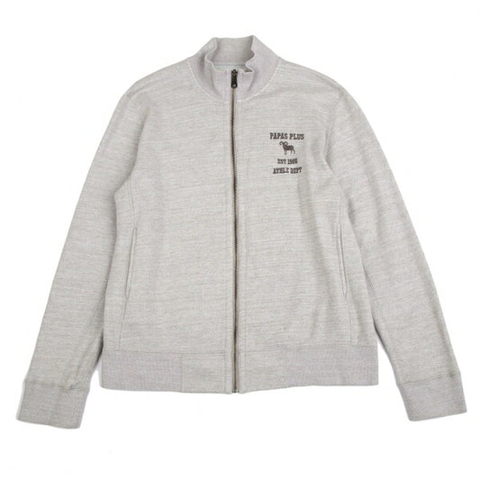 Papas Cotton Poly Logo Embroidered Zip Jacket Gray Size M