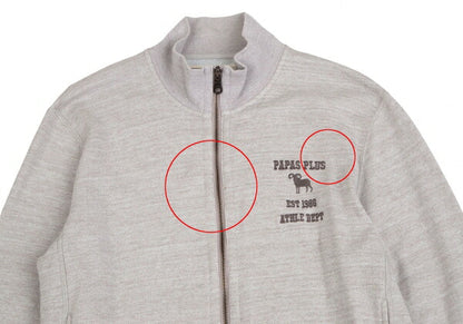 Papas Cotton Poly Logo Embroidered Zip Jacket Gray Size M